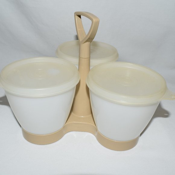 Vintage Tupperware Condiment Caddy Almond White - Picture 2 of 4